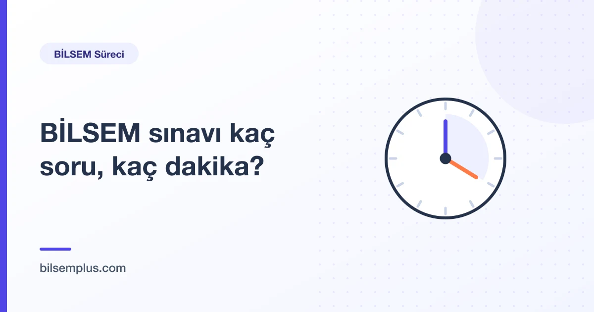 Kum saati ve soru numaralarından oluşan çizim — BİLSEM sınavı kaç soru kaç dakika